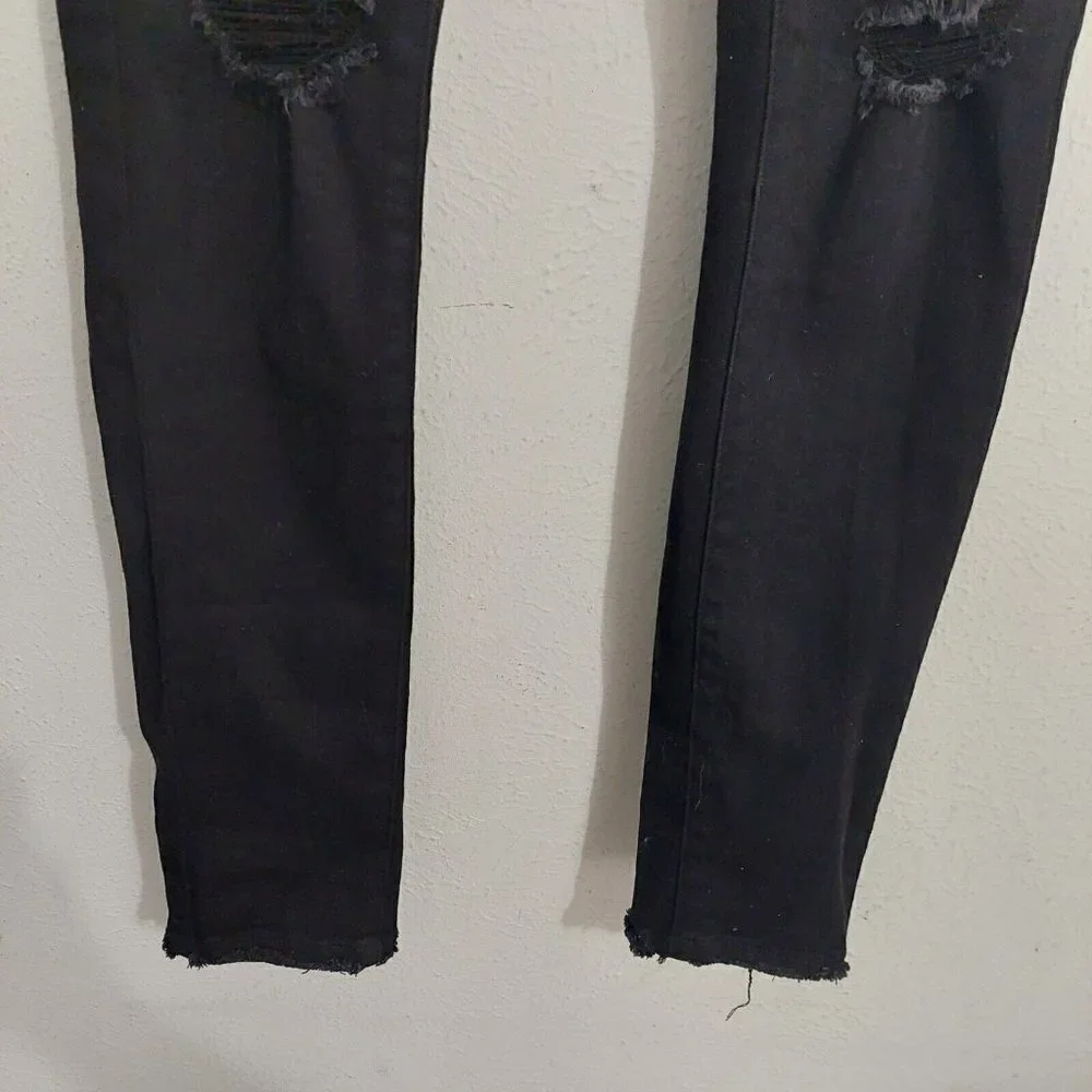 KanCan Womens Naya High Rise Super Skinny Jeans Sz 5/26 Black Distressed Stretch